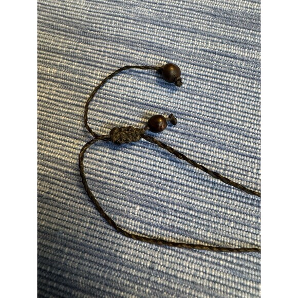 Artisan Tagua Wood Bar Pendant Necklace Macrame Cord Tribal Boho Adjustable - Picture 3 of 10